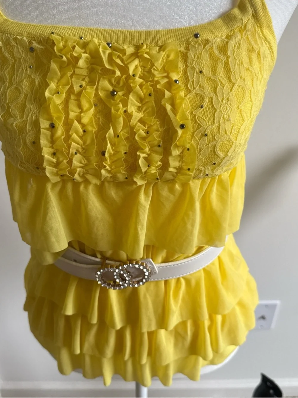 Yellow Ruffled Tank Top - Picture 3 of 6